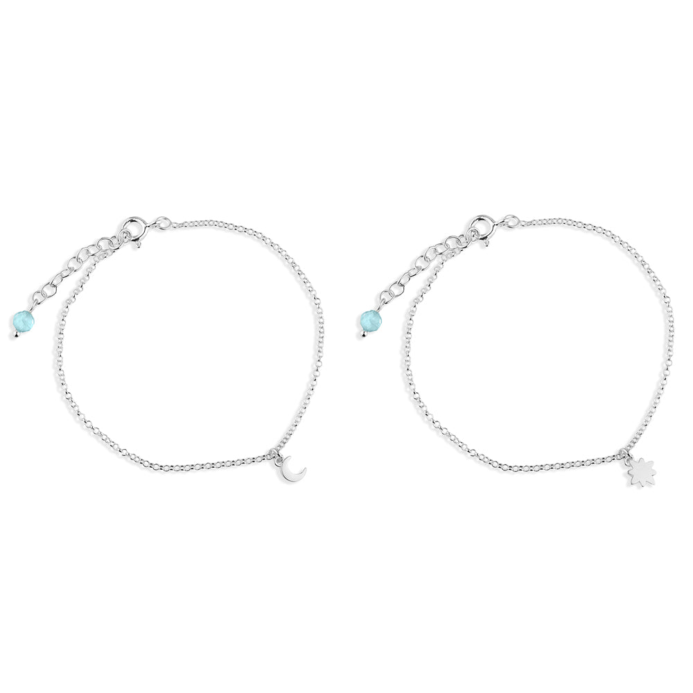 Pulseira da Amizade Sol e Lua em Prata 925