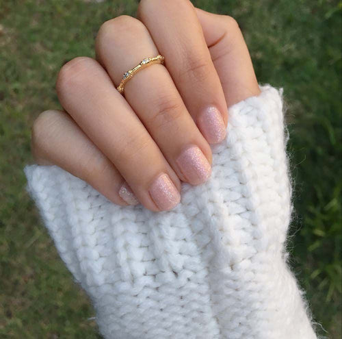 Anel de Falange Fino com Cristais Folheado a Ouro