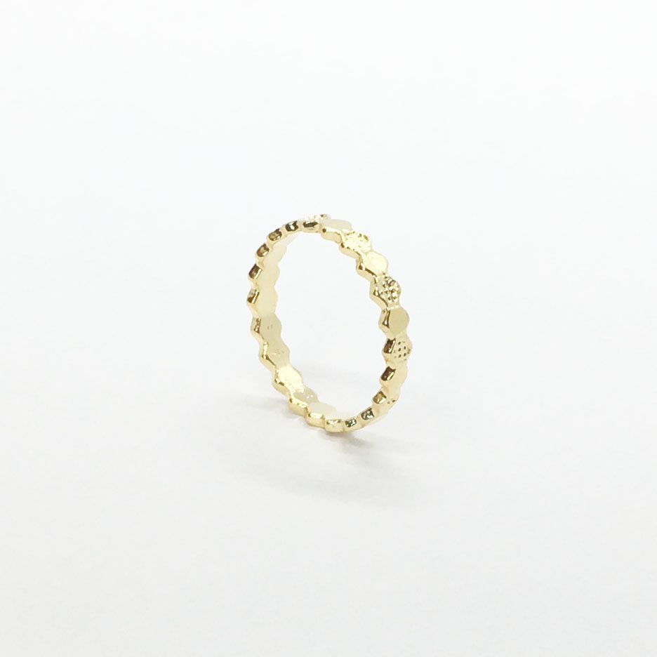 Anel Losangos Folheado a Ouro