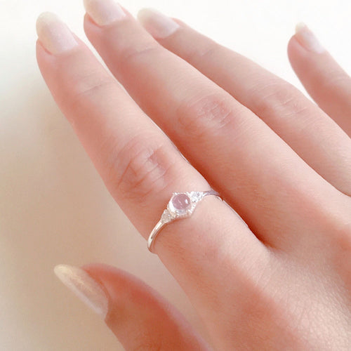 Anel Quartzo Rosa em Prata 925