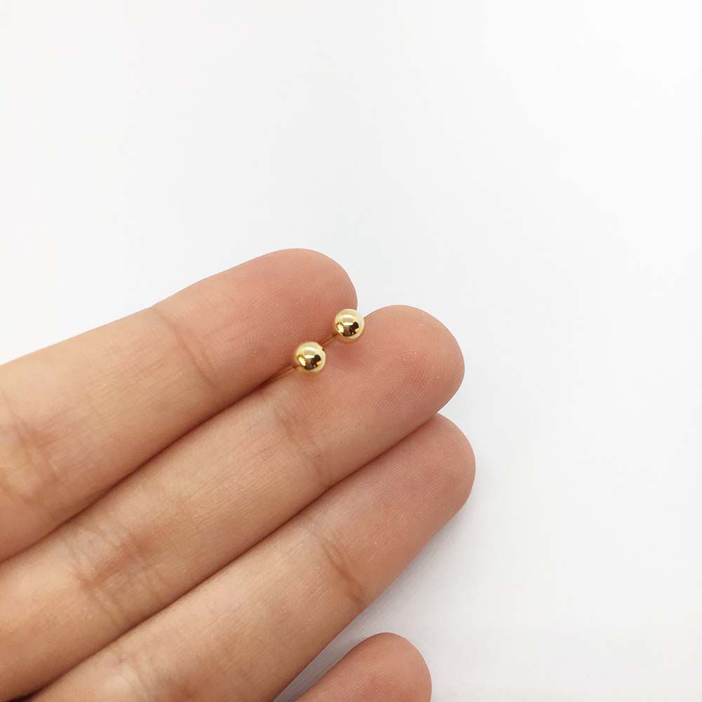 Brinco de Bolinha Dourado Folheado