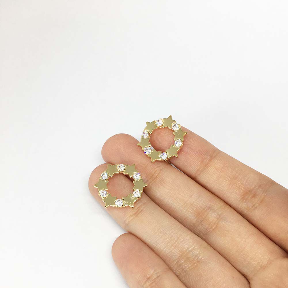 Brinco Estrelas e Zircônias Folheado