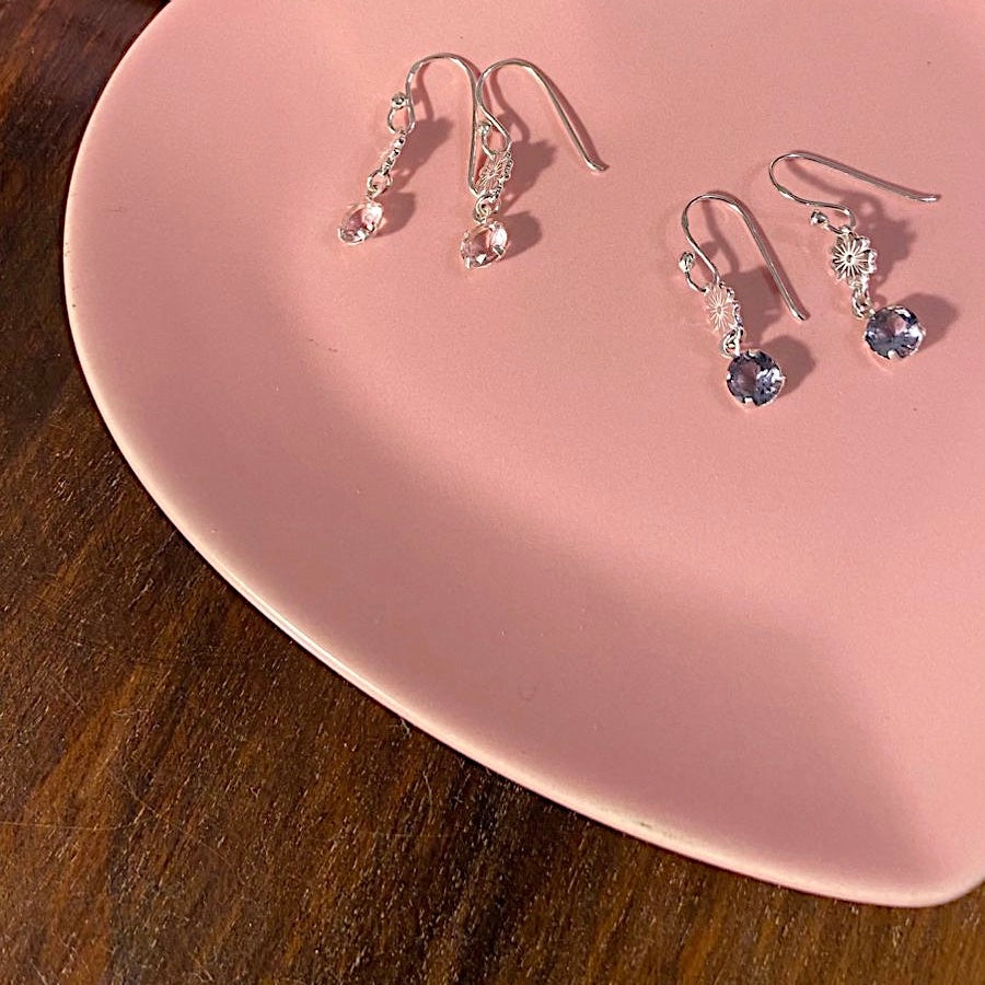 Brinco Flor Malva em Prata 925