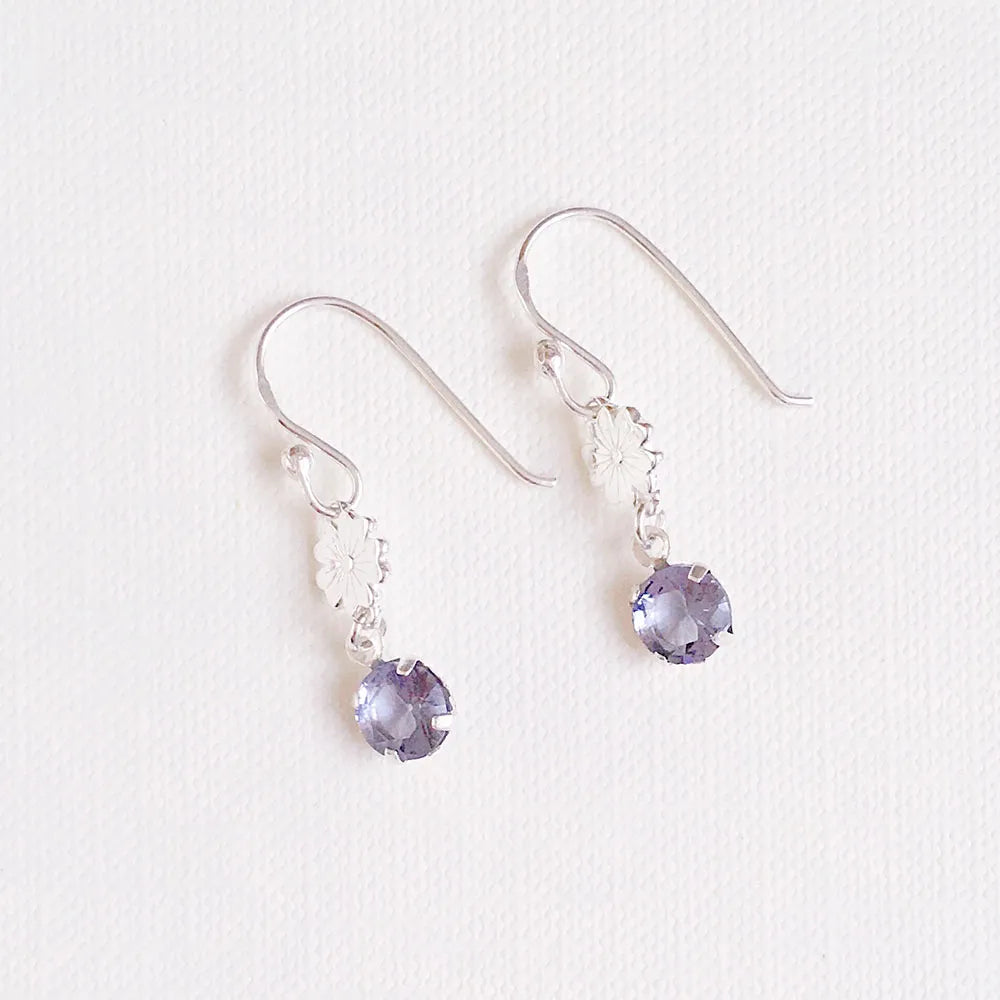 Brinco Flor Malva em Prata 925