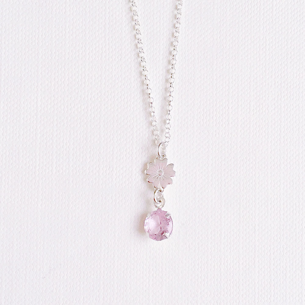 Colar Flor Malva em Prata 925