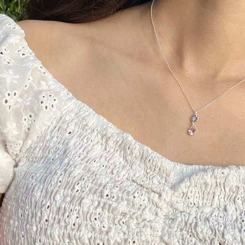 Colar Flor Malva em Prata 925